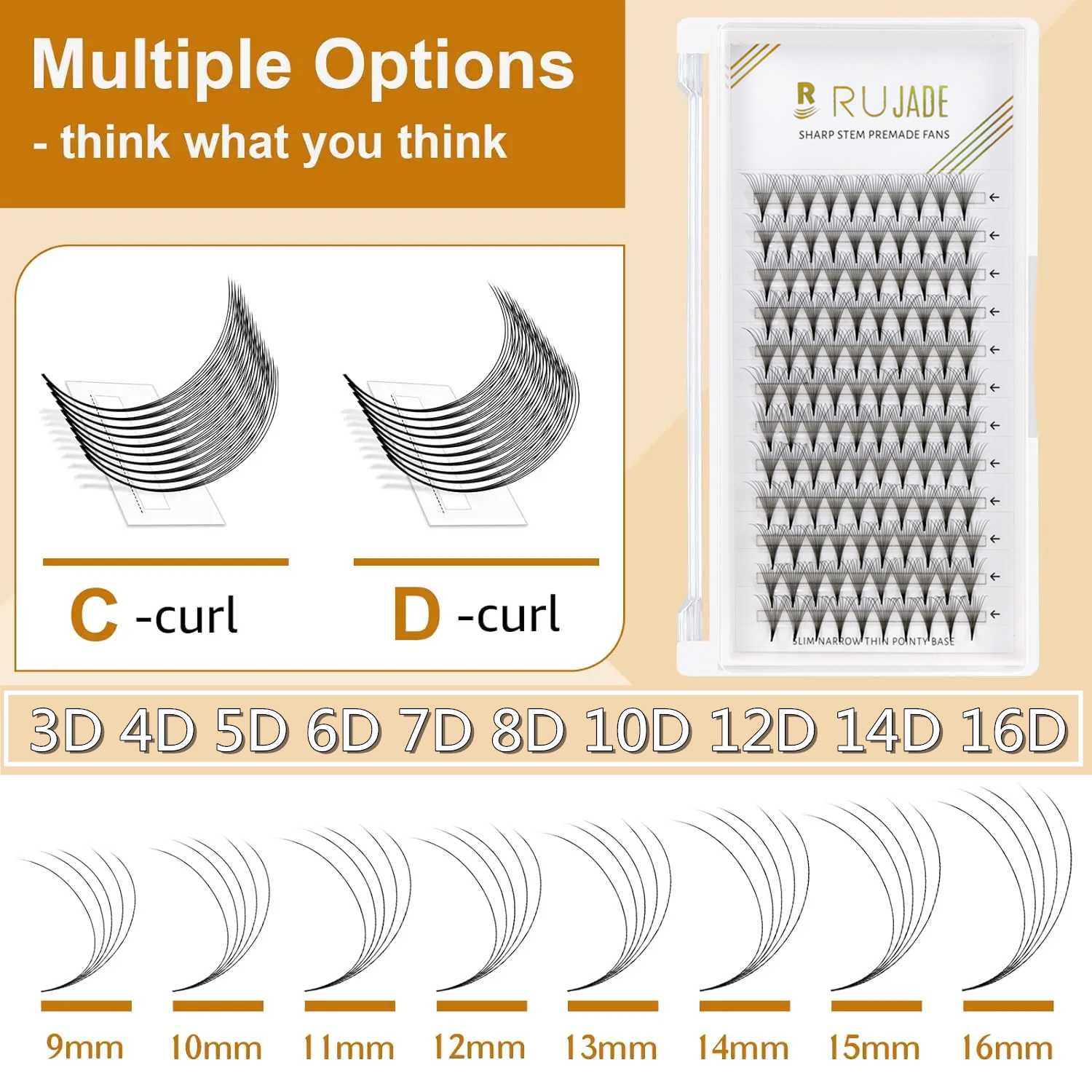 RUJADE Pointy Narrow Base Prem - Eyelash Extension Russian Volume review and price